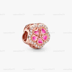 Pandora Pink Sparkling Peach Blossom Flower Charm